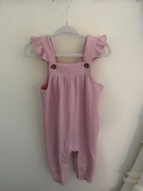 Pink Ruffle-Strap Overalls 6M